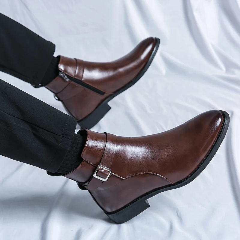Modeontwerper Puntige leren he - Men Formal Wear With Boots recensie en prijs